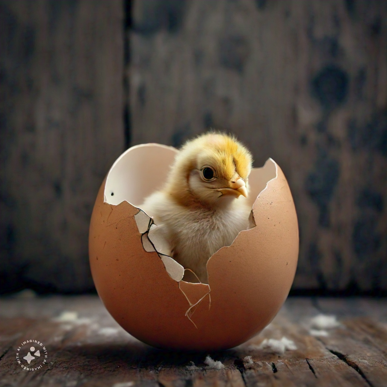 assets_a DSLR photo of an eggshell broken in two with an adorable chick standing next to it.jpeg